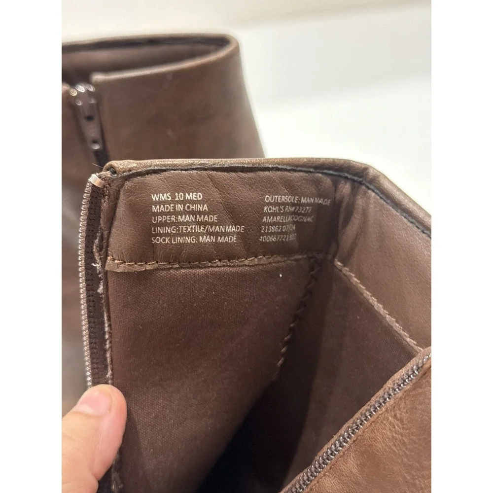 Sonoma Amarella Fold Over Ankle Boots Women Size 10 Cognac fall preppy elegant